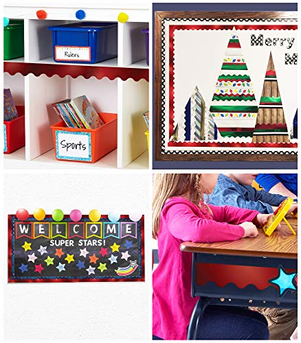 Carson Dellosa - Sparkle + Shine Cherry Foil Scalloped Borders, Classroom Décor, 13 Strips