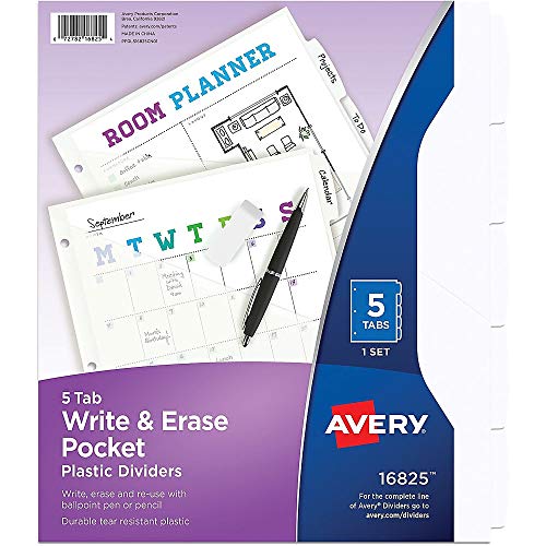 AVE16825 - Avery Write and Erase Durable Plastic Dividers with Pocket