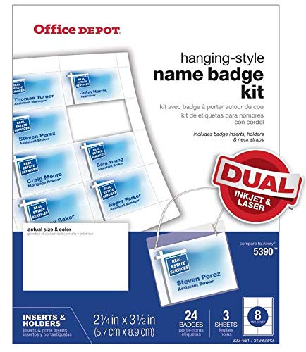 Office Depot Brand Name Badge Kit, Pack of 24