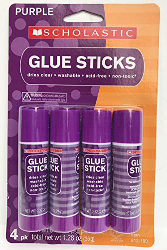 Scholastic Purple Glue Sticks- Pack of 4 Sticks
