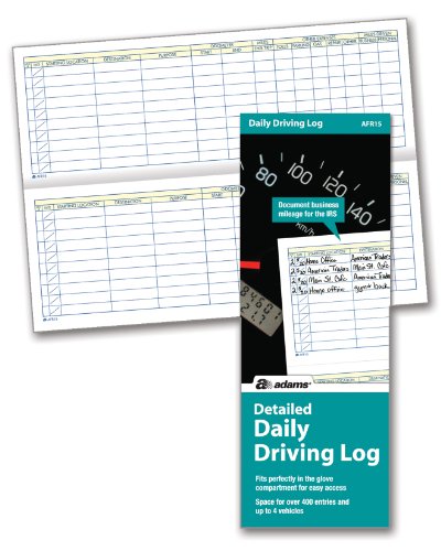 Adams Detailed Daily Driving Log, 400 Entries, 9 x 3.25 Inches, Multi-Color (AFR15)