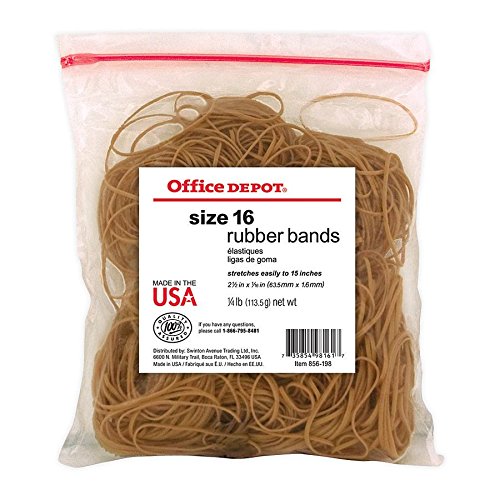 Office Depot Rubber Bands, #16, 2 1/2in. x 1/16in., 0.25 Lb. Bag, 2416808