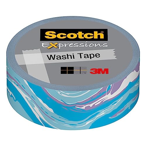 Scotch Expressions Washi Tape 0.59" x 393" Blue Marble Blue