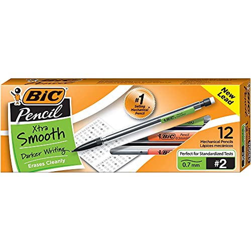BIC Xtra Smooth Mechanical Pencil, 0.7 mm, HB (#2.5), Black Lead, Clear Barrel, Dozen BICMP11