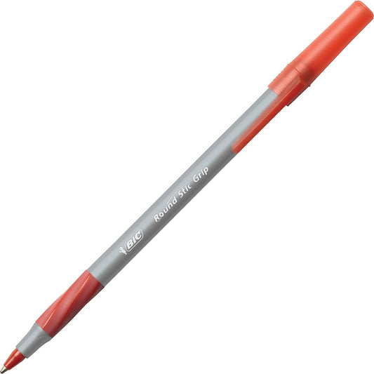 Bic Round Stic Grip Ball Pens, Fine Point, 0.8 (Gsfg11redct)