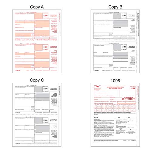 Office Depot Brand 1099-NEC Laser Tax Forms, 2-Up, 4-Part, 8-1/2" x 11", Pack of 50 Forms