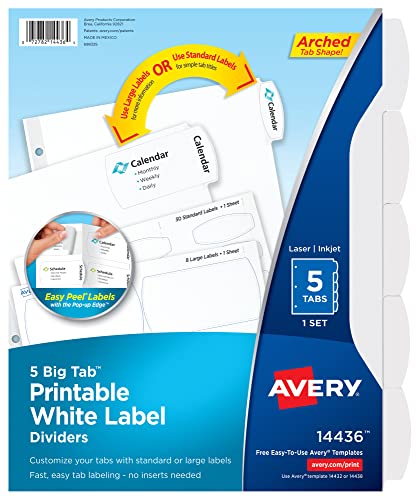 Avery Big Tab Printable White Label Dividers with77