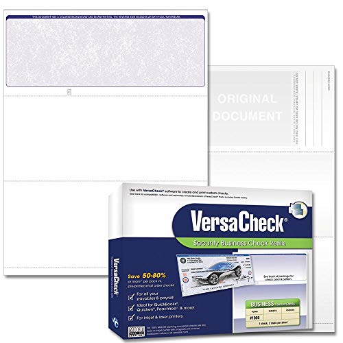 VersaCheck Secure Checks - 500 Blank Business Voucher Checks - Blue Classic - 500 Sheets Form #1000 - Check on Top