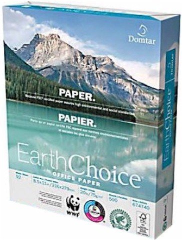 Domtar Earth Choice Office Paper, Copy Fax Laser & Inkjet Printer, 92 Bright White, ColorLok, Acid Free, Ream,8.5" L x 11" H, 20 lb, 500 Total Sheets