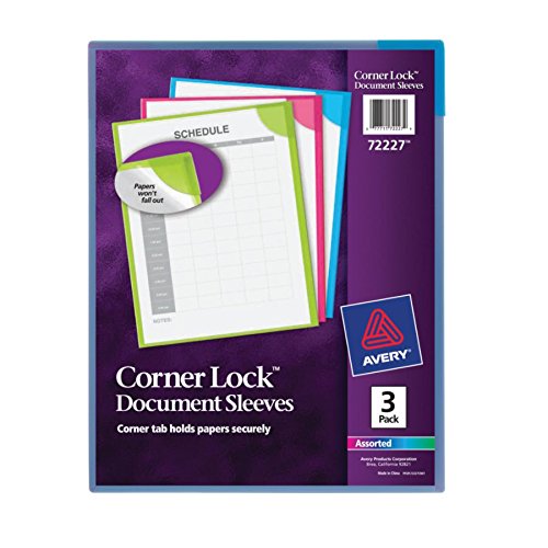 Avery Corner Lock Document Sleeves, Pack of 33