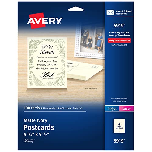 Avery Ivory Postcards for Inkjet Printers