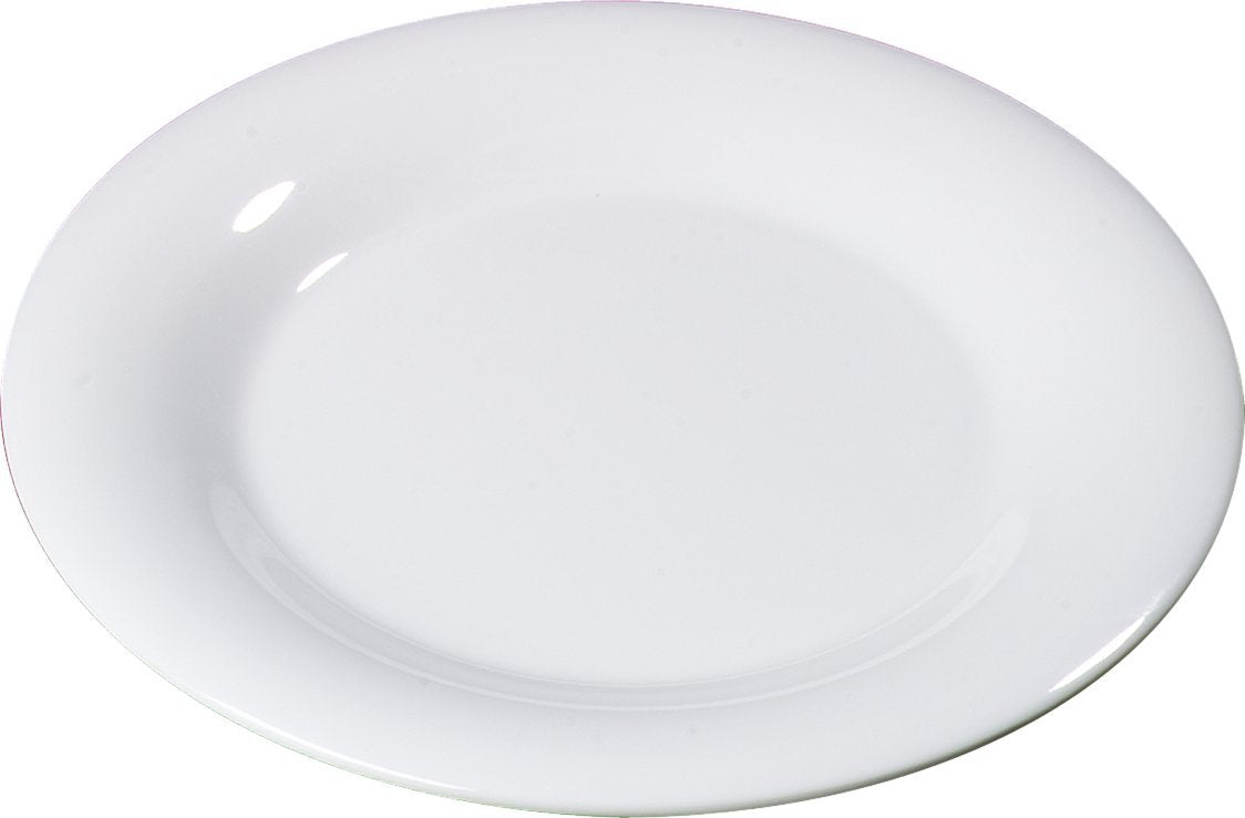 Carlisle FoodService Products 3301002 Sierrus Wide Rim Melamine Dinner Plates, 10.5", White (Pack of 12)