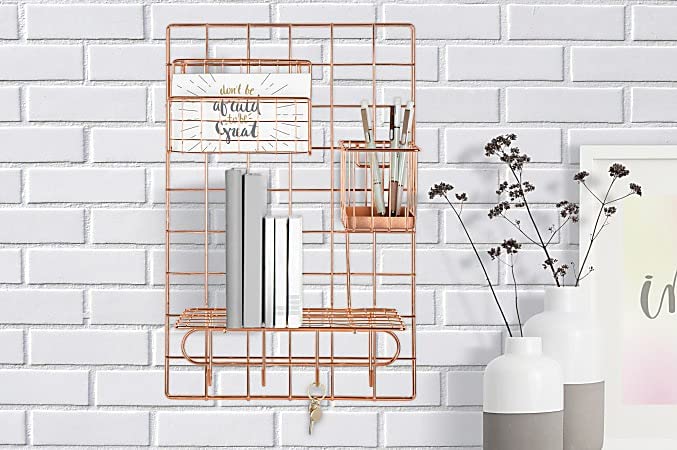 Realspace Rose Gold Wire Hanging Organizer System, Shelf Attachment