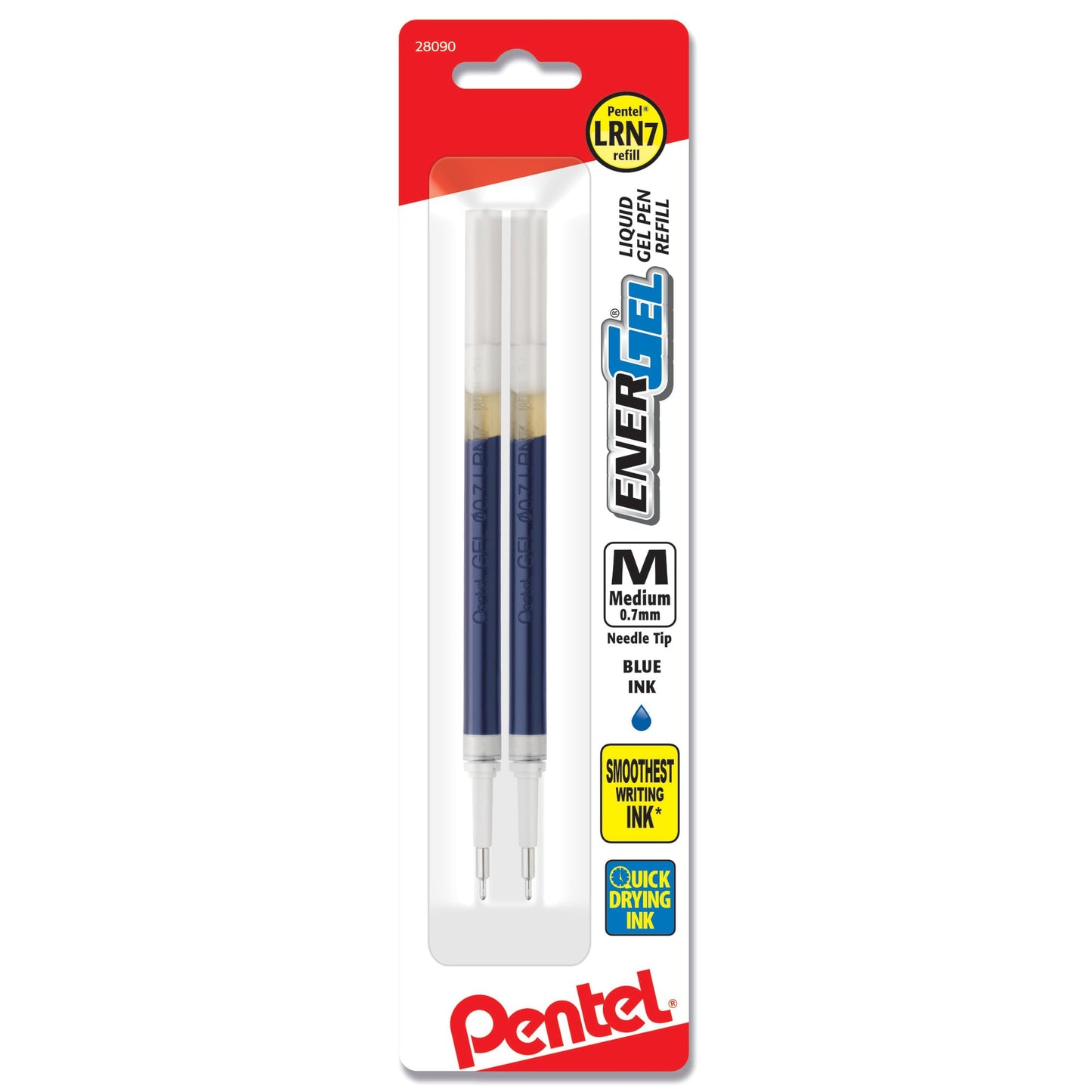 Pentel® EnerGel Liquid Gel Pen Refills, Needle Point, 0.7 mm, Blue, Pack of 2 Refills