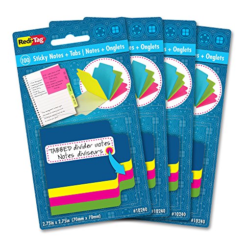 Redi-Tag, RTG10247, Tabbed Divider Notes, 4 / Box, Assorted