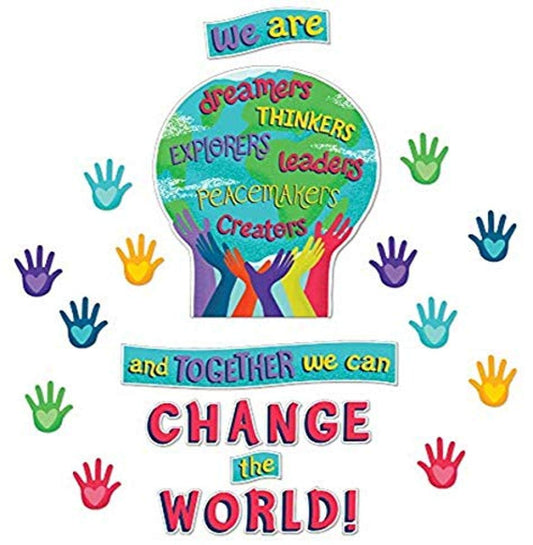 Carson-Dellosa Education Motivational Bulletin Board Set, One World, 47 Pieces