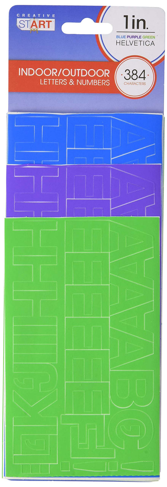 Creative Start Cosco Letters and Numbers 1" Helvetica Font 256 Characters, Blue, Green and Purple (098153)