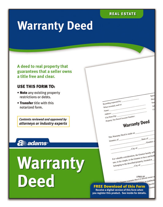 Adams Warranty Deed, Forms and Instructions (LF602)