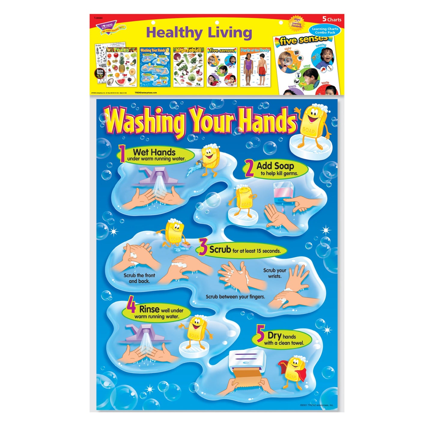 TREND enterprises, Inc. T-38980 Healthy Living Learning Charts Combo Pack, Set of 5